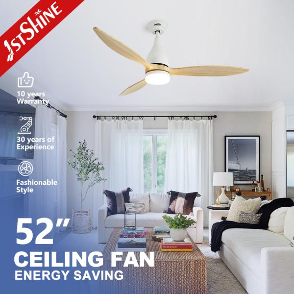 Ventilador de techo decorativo de 52 pulgadas con cuchillas de madera sólida y LED atenuable