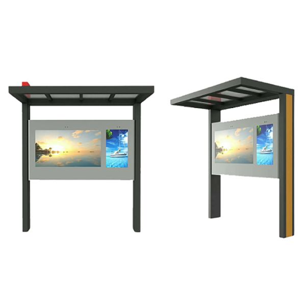 65+43 inch dual screen sun protection column canopy outdoor lcd kiosk