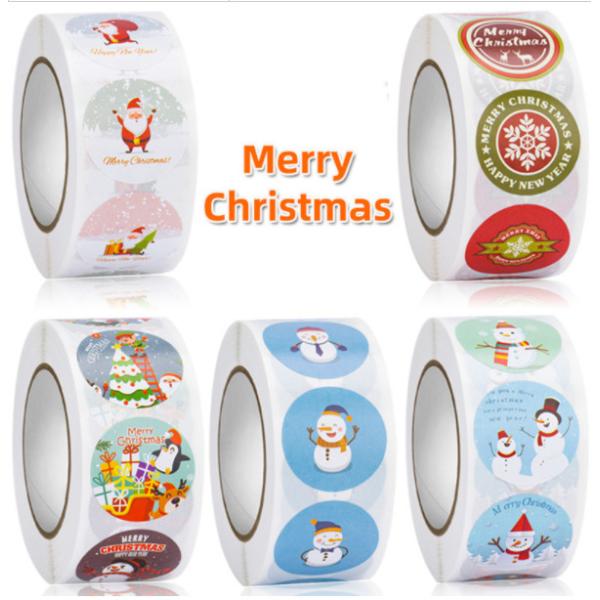 Рождество 2 дюйма вокруг липких ярлыков на цвете крена 1000pcs CMYK