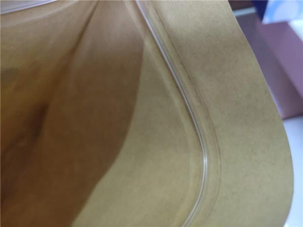 Food Packaging Kraft Paper Pouch , Kraft Stand Up Pouches Strong Sealing Strength