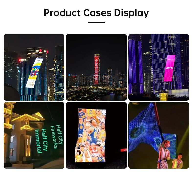 Flexible LED Fabric Screen P15 Lightweight Mesh 250g High Transparency 95% for Night Sky Drone Show Stage Backdrop