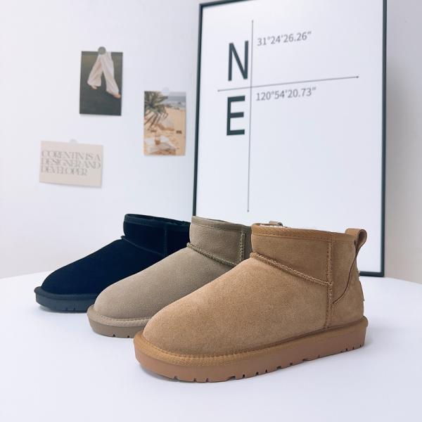 Winter Cowhide Snow Boots Plus Velvet Genuine Leather Short Boots Waterproof Non-Slip Outdoor Warm Cotton Shoes