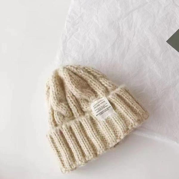 Customized Logo Solid Color Japanese Twist Knitted Hat for Autumn and Winter Students