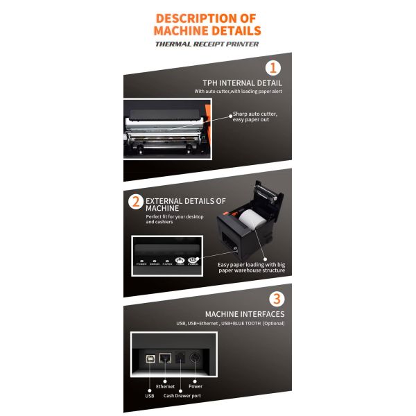 Directly 80mm Thermal Pos Printer Good Quality Factory With Auto Cutter