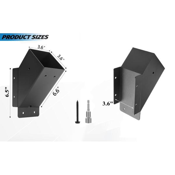 Pergola Angle Support Bracket Reinforced 45° Angle Bracket for 4''x4'' Lumber with Drainage Holes for Pergolas Gazebos
