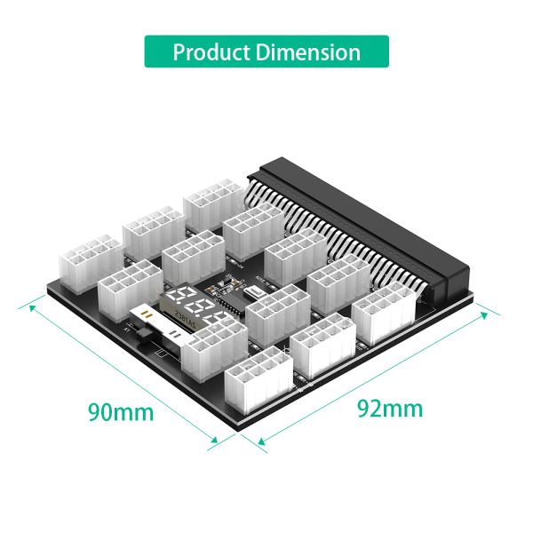Upgrade Version ATX Power Supply Breakout Board with 1200W Power Support Digital Temperature and LED Voltage Display for Mining