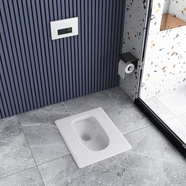 Commercial Anti Odor Ceramic Squatting Pan With Fender Flushing Tank