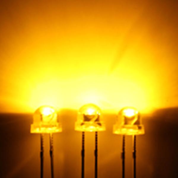 5mm 585nm - 595nm Yellow Color 600mcd - 1000mcd 120deg Strawhat Shape Transparent Lens Diode Light