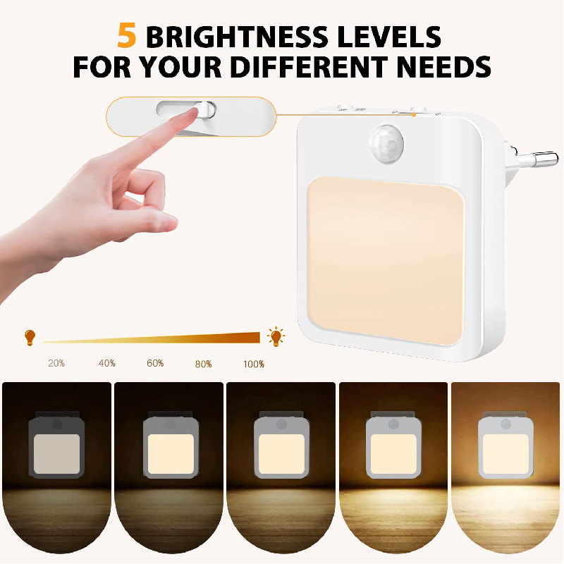 Smart Motion Sensor with Stepless Dimming Energy-Saving Design Night Light
