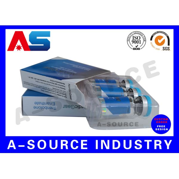 Anti - Fake Peptide Injection Laser 10ml Vial Storage Boxes Panton Blue And White Color H-G-H / HCG package box