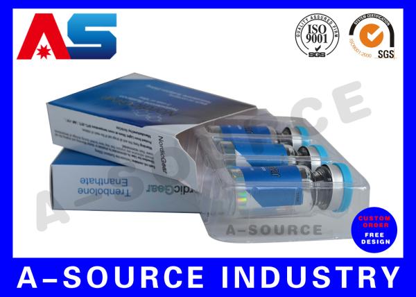 Anti - Fake Peptide Injection Laser 10ml Vial Storage Boxes Panton Blue And White Color H-G-H / HCG package box