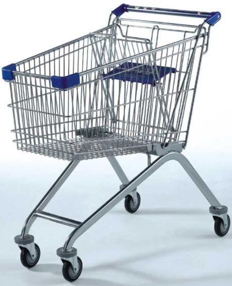 Four Wheels European Metal Shopping Trolley Cart With Baby Seat