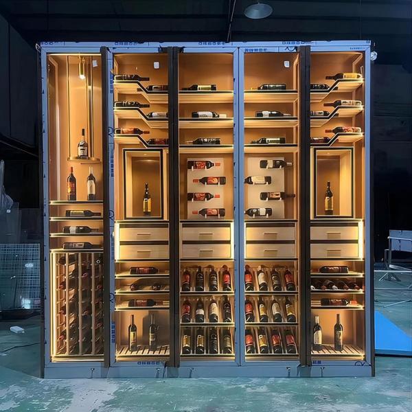 Stainless Steel Wine Bar Cabinet Household Wine Display Cabinet With LED Lighting