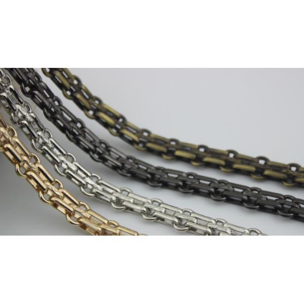 Fashionable classical high quality light gold 12 mm width three rows metal chain for handbags