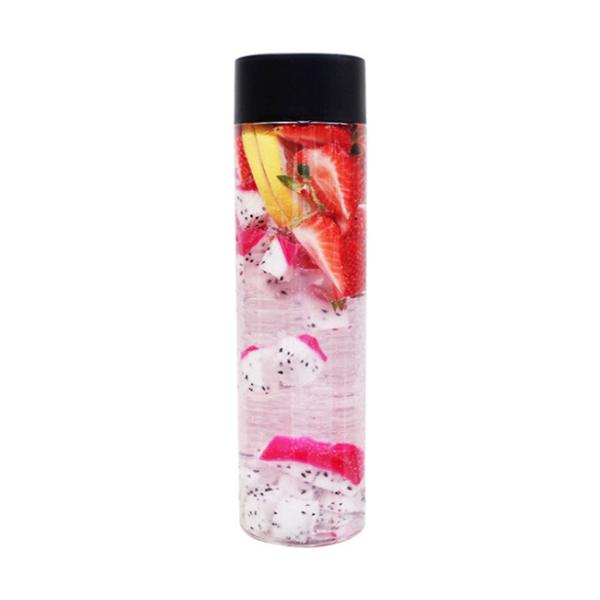 350ml 500ml Voss Style Plastic Juice Bottle With Colored Screw Lid