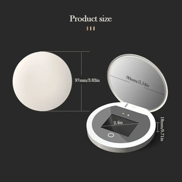Sunscreen Testing Camera  2X Magnification Travel Makeup UV Mirror with Light(WH-MR-89)