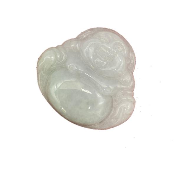 Green Portable Natural Burma Purple Carved Jadeite Jade Laughing Buddha Pendant for Women and Children Natural Color