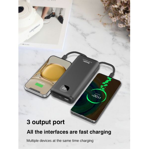 Durable  Fast Charging with Built-in Cables  Power bank High Capacity  with LED Display