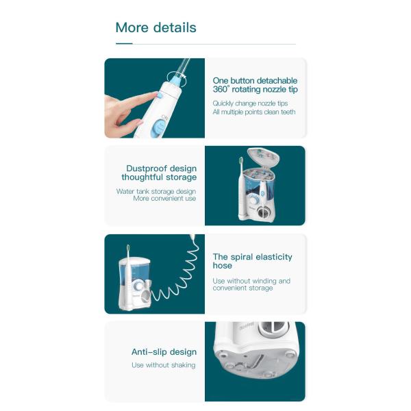 Комбинированные зубы Flosser воды Countertop электрической зубной щетки IPX4 забеливая 600ml