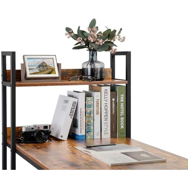 Steel Wood L Shaped Office Desk L Shaped Work Table With Storage Shelves