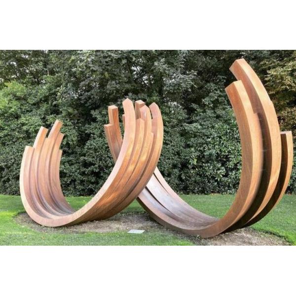 Customized Modern Metal Ring Statue Corten Steel Abstract Outdoor Sculpture