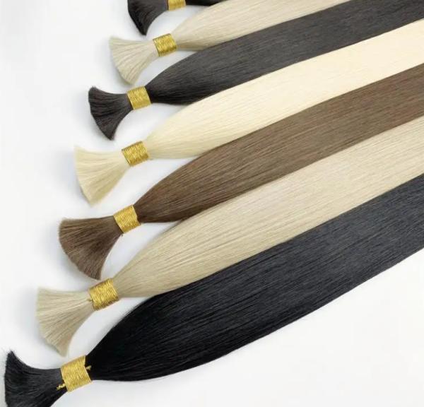 Wholesale Hair Vendors Brazilian Virgin Bundles Cuticle Aligned Hair Extension No Weft Silk Straight  Bulk Human Hair for Braiding