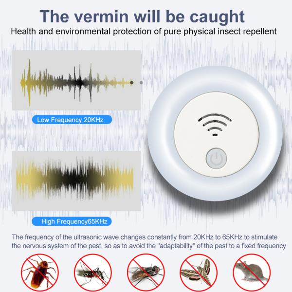 Hot Selling Electronic LED Lamp Night Light Pest Control, Home Indoor Plug In Mosquito Repellent Ultrasonic Pest Repelle
