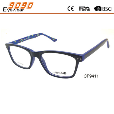 Fashion CP plastic men's optical frames, blue frames and leg printed the cute