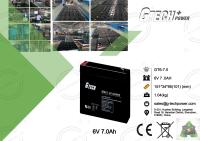 1.04KG selou a bateria recarregável livre 6v 7ah da manutenção para o sistema de alarme