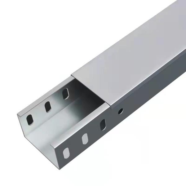 Fire Resistant Slotted Cable Tray 3m Steel Wall Mount Wire Raceway Trough 50mm x 25mm Slot Outdoor Rated