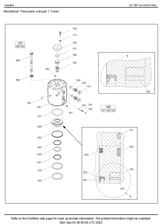 Atlas Copco Epiroc EC100T 100MM  NO.3363122460  Hydraulic Breaker Seal Kit - Wear-resistant, Corrosion-resistant, Pressure Resistant Repair Seal Kit