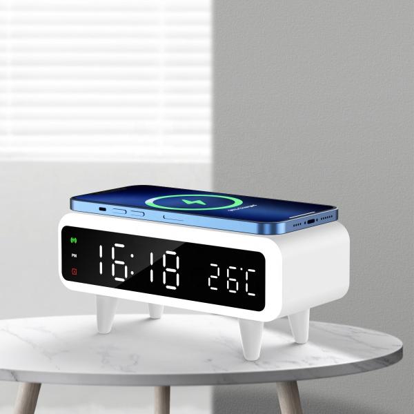 LED Display Qi Wireless Alarm Clock , Compatible Qi Enabled Wireless Charger
