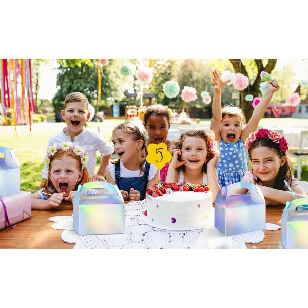 Party Treat Boxes, Iridescent Metallic Foil Gift Boxes- arty Favors, Goodie Candy Boxes for Wedding, Birthday