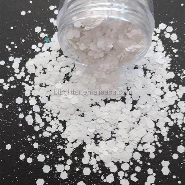 White Chunky Glitter Powder Nail Art 1kg Bag Package Mixes White Color Glitter for Colorful Nails