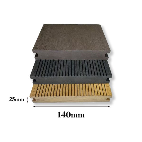 UV Stabilized WPC Composite Decking 140x25mm Grooved Outdoor Flooring Courtyard Balcony