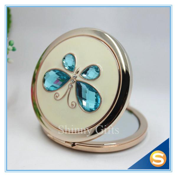 Shinny Gifts Fashionable Fancy Butterfly Design Folding Double Sides Metal Pocket Mirror