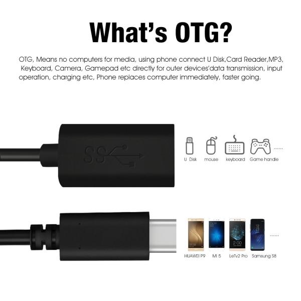 USB 3.1 Type C - USB A メス OTG ケーブルアダプター 5Gbps