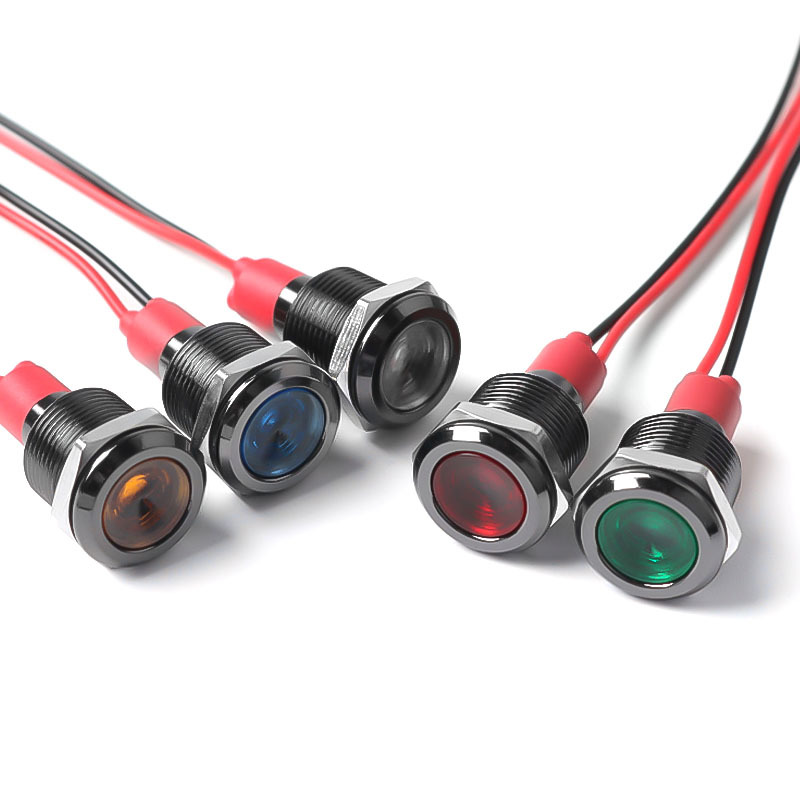 Versatile 12mm Black Metal LED Indicator Lights Oxidized and Durable Compatible with 3V 6V 12V 24V 110V 220V