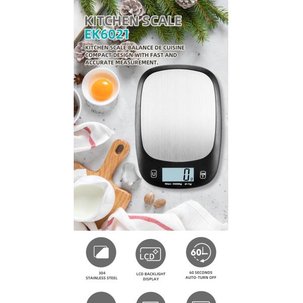 5KG Maximum Weight Recommendation Nutritional Scale Accurate Kitchen Scales Waterproof Digital Kitchen Weighing Scale
