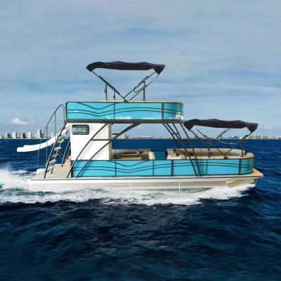22-26 Person Aluminum Double Decker Pontoon Boat 9.2m Length For Recreational