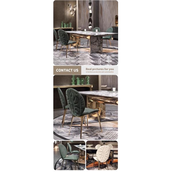 CUSTOM Luxury Italian Velvet Green Style Stool Chair Dining Room Arm Chair with Golden Legs Modern Design Furniture