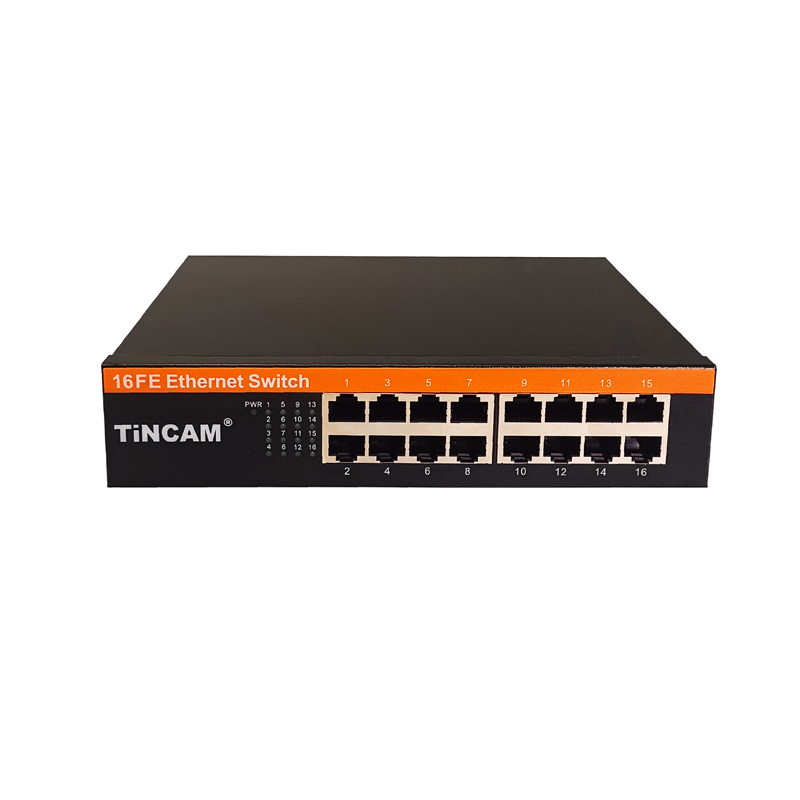 16-Port 10/100Mbps Fast Ethernet Switch Mini Desktop Metal Case with Built-in Power Supply TBC-S4016NS