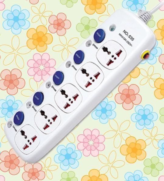 universal power strips 5 way extention socket with overload protection