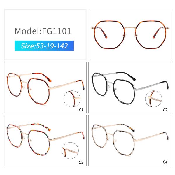 53mm Lens Round Floral Metal Optical Frame For Women Anti Blue