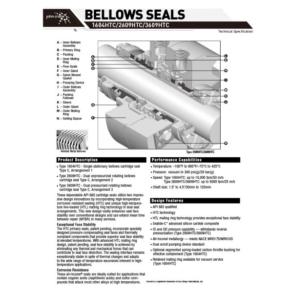 Alloy Metal John Crane Mechanical Seal API 682 For Process Pumps