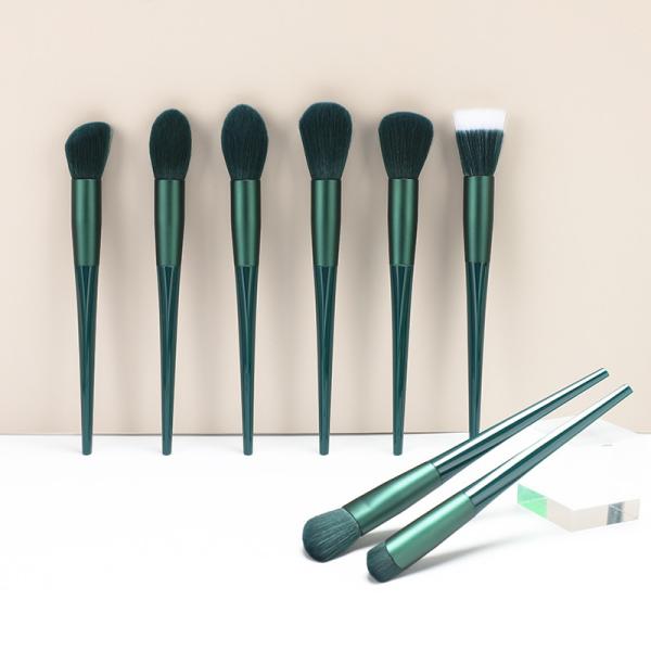 Plating Handle Matte Green High End Makeup Brush Set 16.8cm  Total Length
