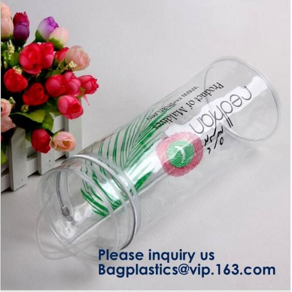 Vinyl Zipper Tube, Makeup Tube Bag, Cosmetic Tube Transparent Plastic Cosmetic Organizer Bag Pouch PVC Travel Toiletry