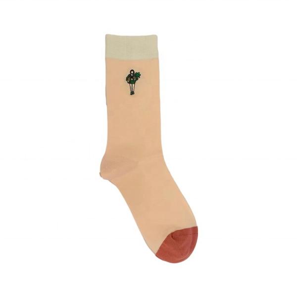Knitted Daily Socks for Women Red Blue Cute Printed Non-slip Embroidery Customized Socks