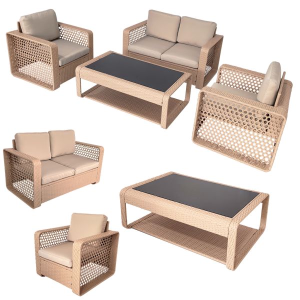 Factory New Style Set of 4 Garland Weaving Rattan Wicker Garden Leisure Conversation Coffee Table Sofa Set