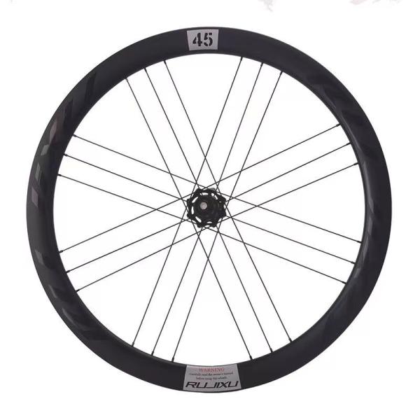 700C Road Disc Brake Carbon Fiber Bicycle Wheel Set 45mm/50mm Center Lock Titanium 24H by RUJIXU